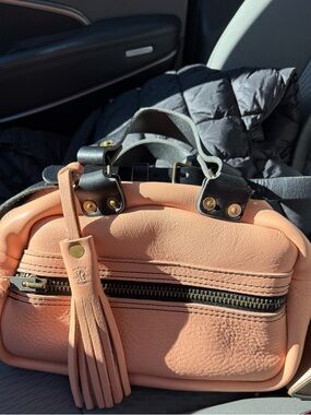 Go Forth Goods Peach Fuzz Mini Hoffman Leather Handbag with tassel